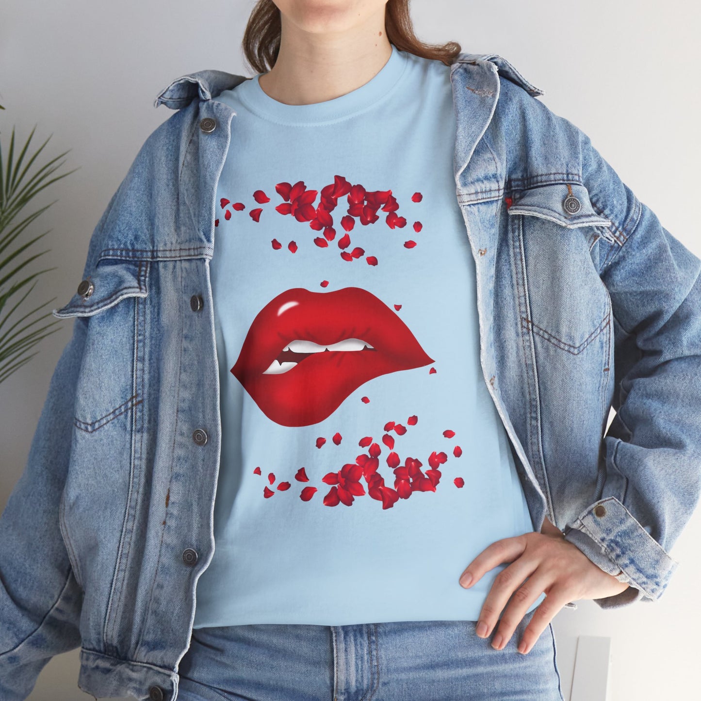 Rose and Lip Tee - Women's Trendy Fashion Outfit