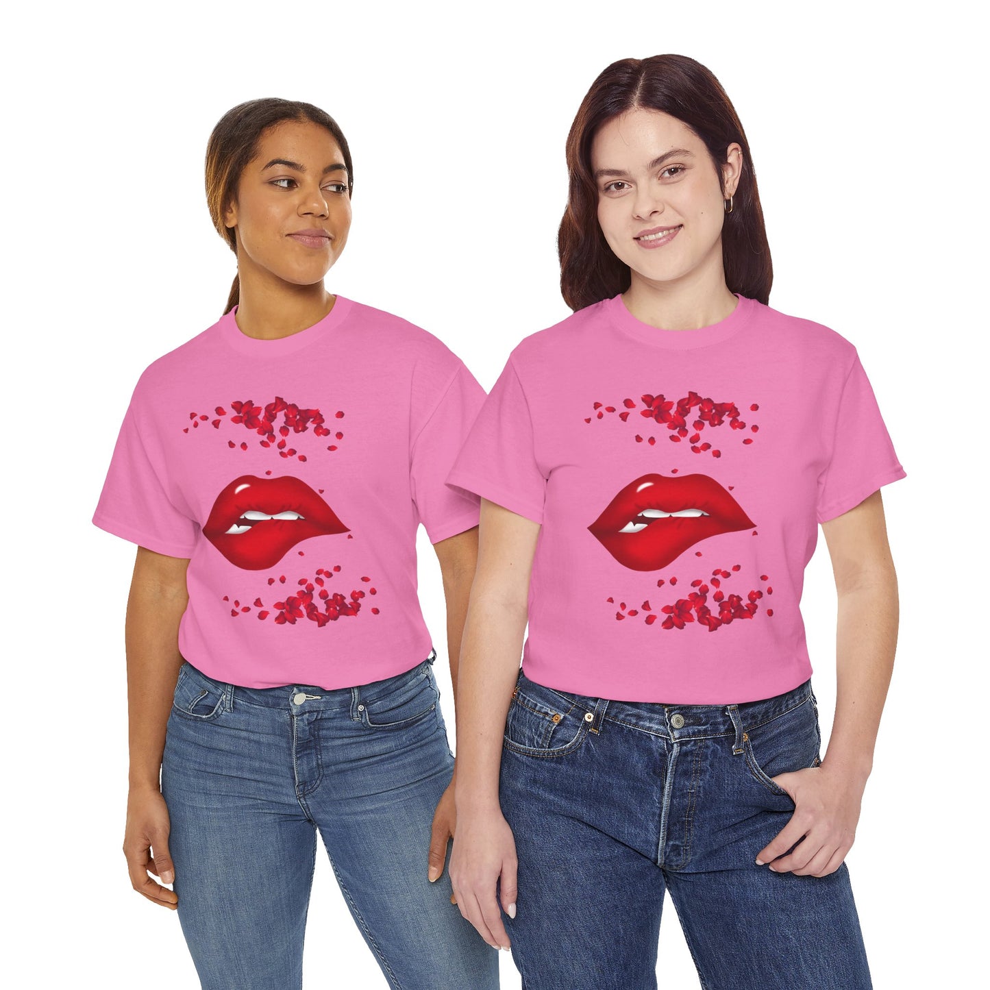 Rose and Lip Tee - Women's Trendy Fashion Outfit