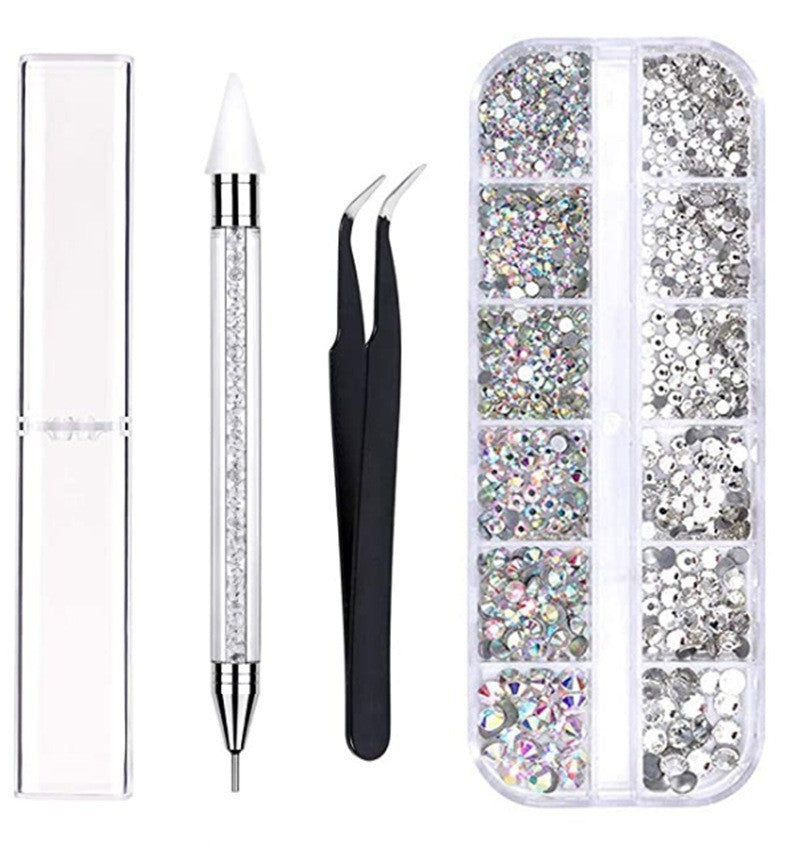 Manicure AB Diamond Acrylic Double-headed Diamond Pen Tweezer Set