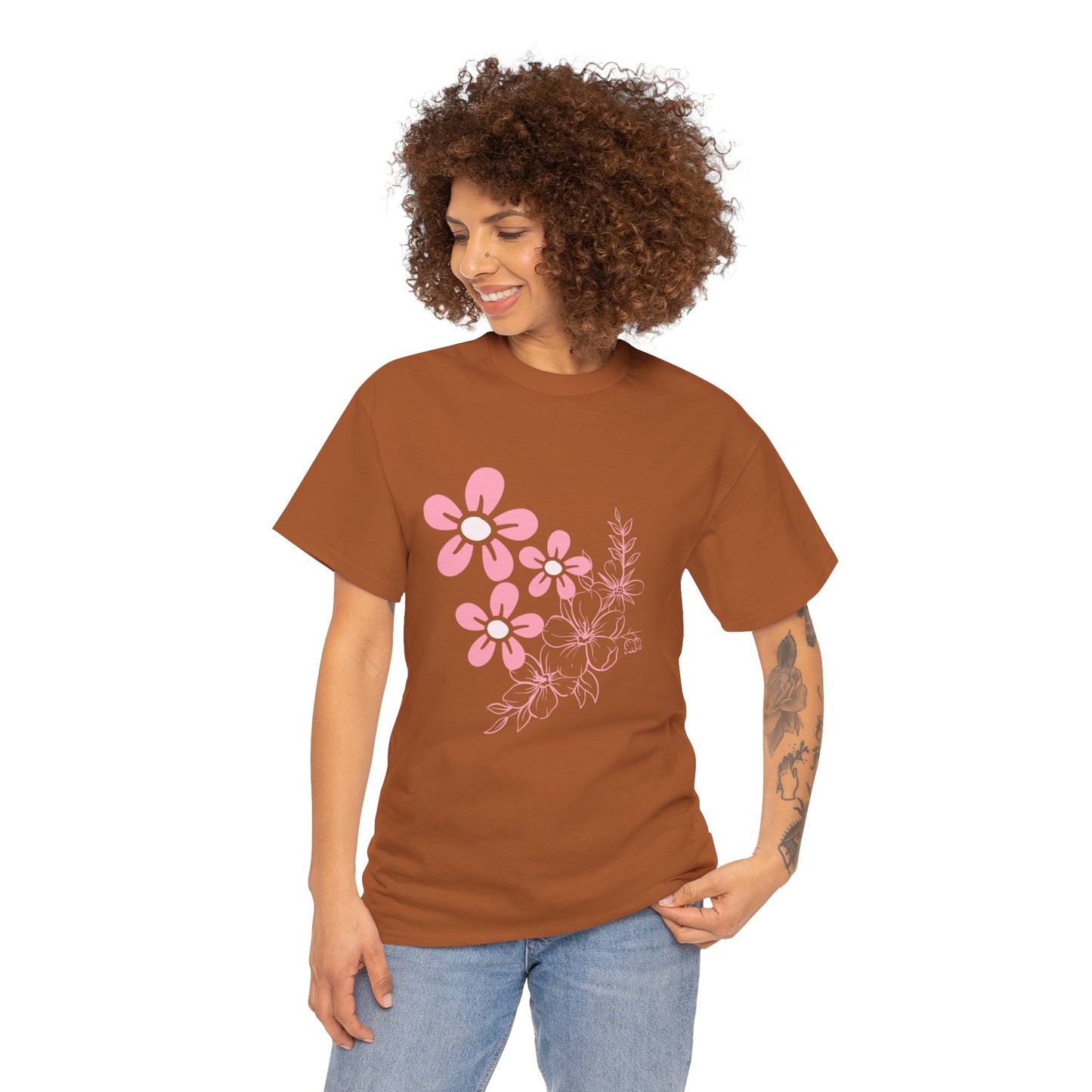 Women’s heavy Cotton Tee featuring flowers