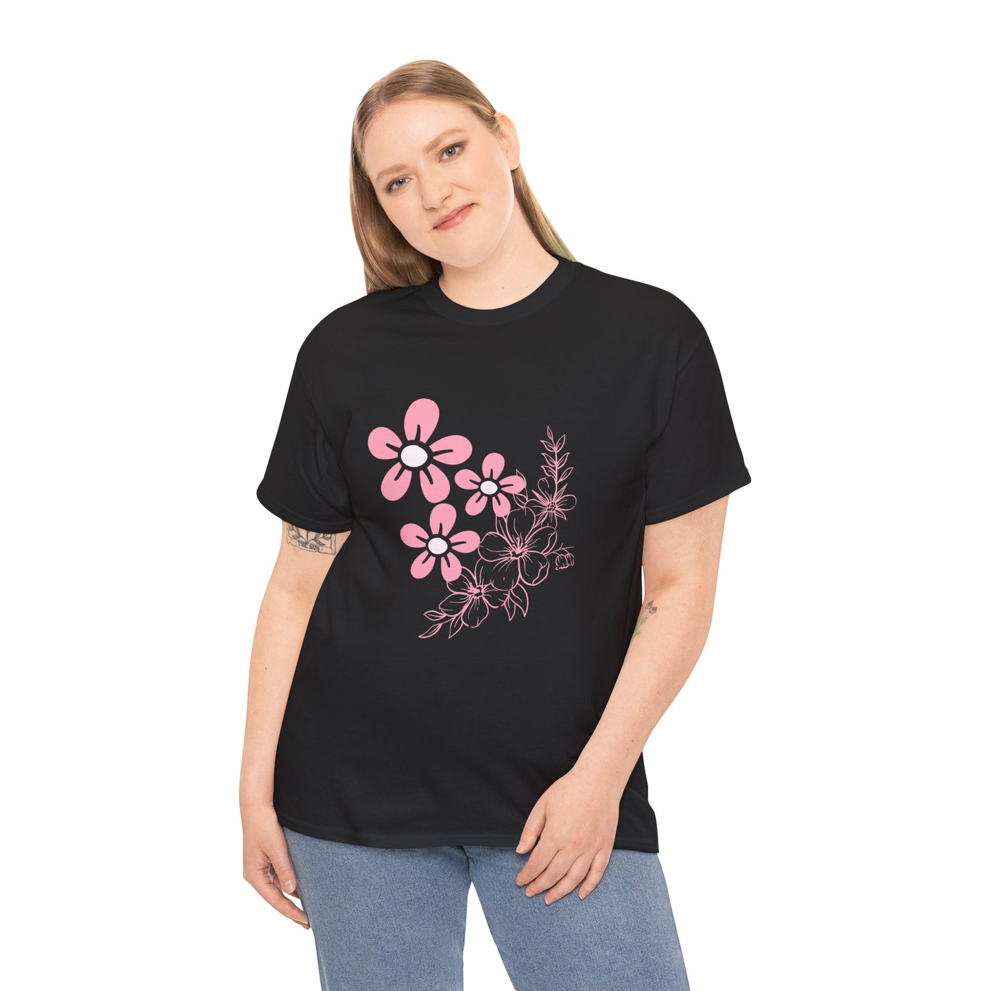 Women’s heavy Cotton Tee featuring flowers