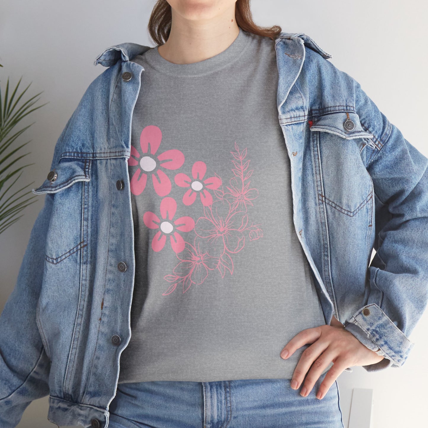 Women’s heavy Cotton Tee featuring flowers